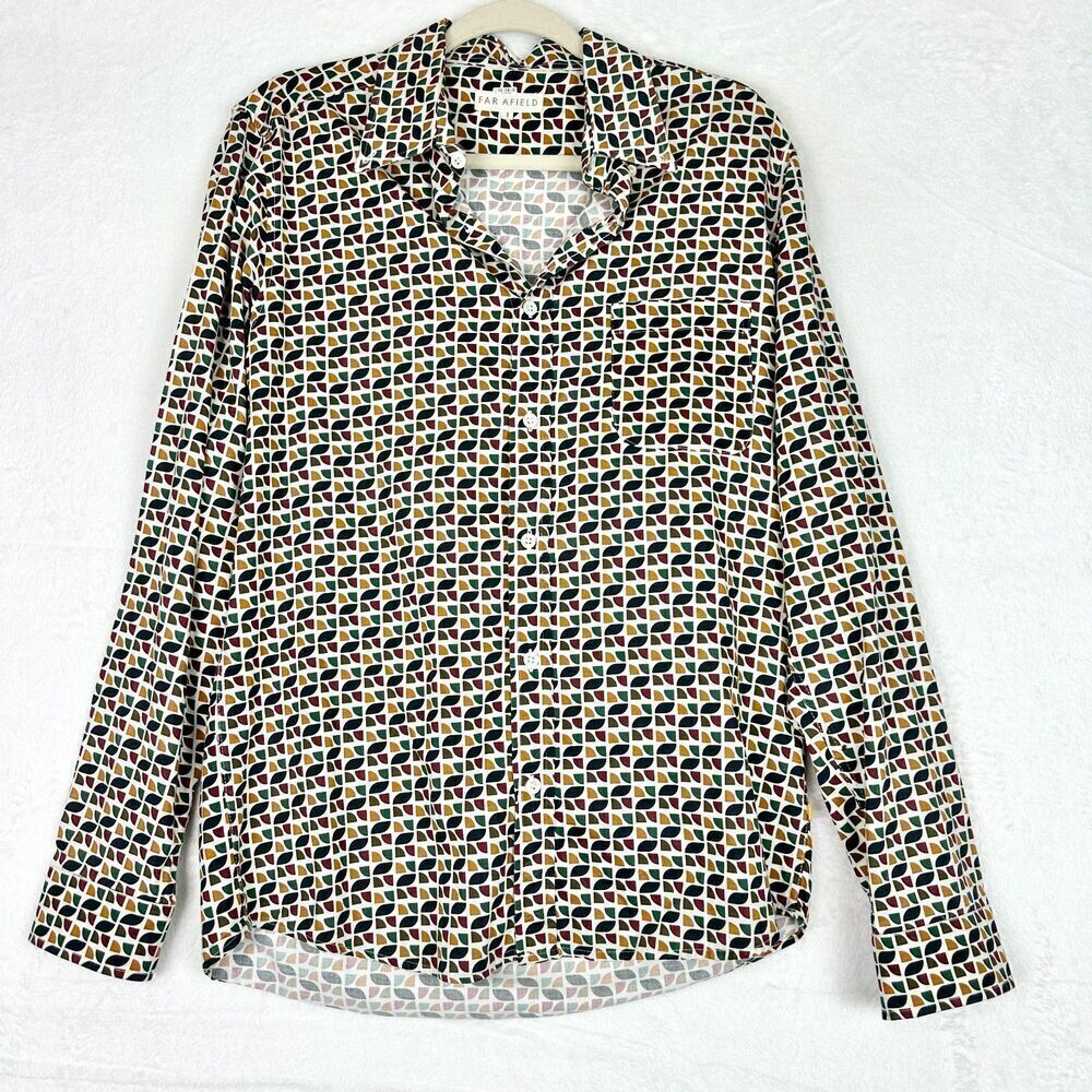 Far Afield Organic Cotton Long Sleeve Button Up Shirt Size Small